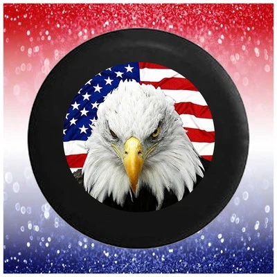 Divertida cubierta de neumático de repuesto Patriotic American Eagle bandera de EE. UU. para autocaravana Jeep cámper Foto 1 de 4