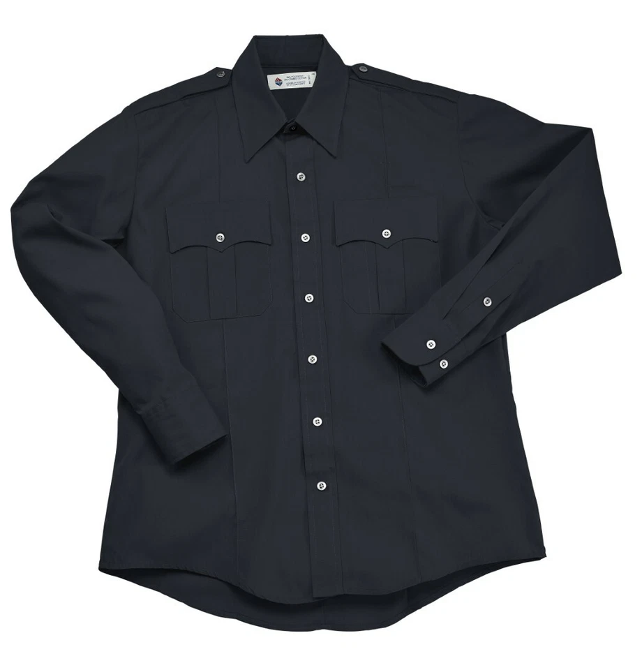 Liberty Navy Blue Police EMT Long Sleeve Shirt Size M 15-15.5/36-37  Poly Cotton - Image 1 of 1