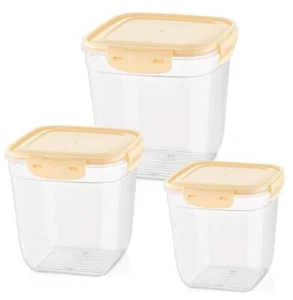3er Set Klar Kunststoff Aufbewahrungsbox Lebensmittelecht Behälter Verschluss Deckel 1,1L/1,95L/3,25L - Bild 1 von 1
