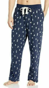 New Majestic International Men's Oceania Knit Printed Lounge Pant Navy Medium - Picture 1 of 4