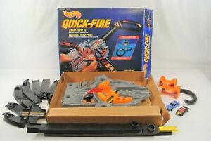 Hot Wheels Quick-Fire Crash Curve Set Race Track + Fiero Firebird Cars 1992