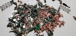 Lot Assorted Army Men Soldiers Green and Brown Plastic Varous Sizes  - Picture 1 of 4