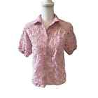 J Crew Eyelet Short Puff Sleeve Button Down Top Dusty Mauve 8