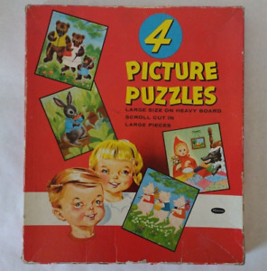 1956 Vintage 4 Picture Puzzles w/ Little Red Riding Hood  COMPLETE, please read
