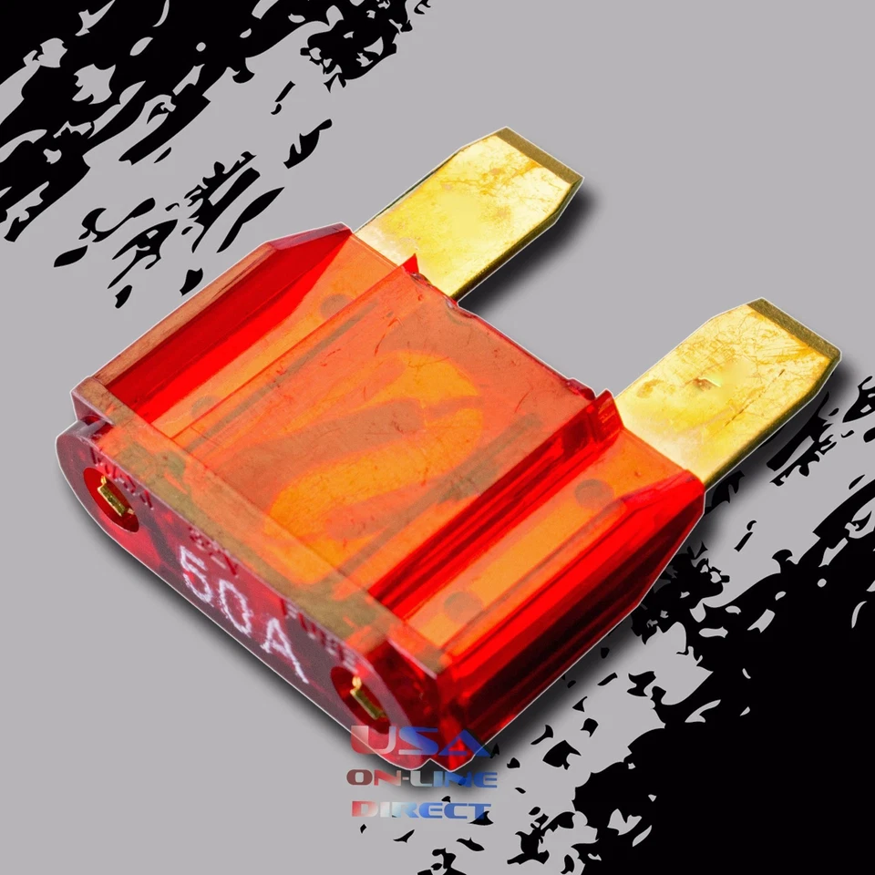 10pcs 50a AMP Large Blade Style Audio GOLD Maxi Fuse Car Marine Auto Motorcycle - Image 1 of 1