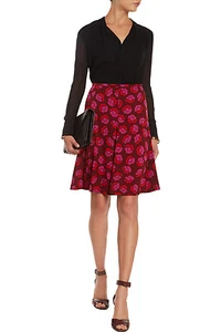 $348 NWT DVF ROSALITA SILK BLEND SKIRT BALLET ROSE NEW GARNET RED SZ 0 - Picture 1 of 7