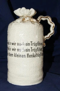 alte Keramik Kanne mit Spruch - Bild 1 von 7
