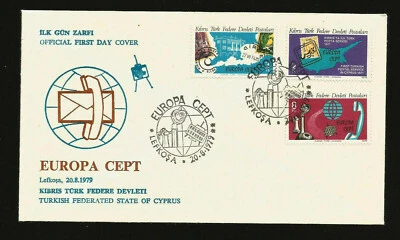 TURKISH NORTHERN CYPRUS STAMP ON STAMP  1979 EUROPA CEPT FIRST DAY COVER 71-73 - Image 1 of 2
