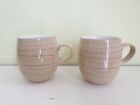 2 x Denby Caramel Stripe Mugs - Large Barrel Shape - Tea / Coffee - VGC