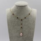 Gold Plated Pink Zirconia Pink Pearl Necklace 45-50cm Hypoallergenic