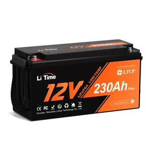 Litime 12V 230Ah Plus Lithium Battery 15000 Cycle LiFePO4 W/ Low-Temp Protection - Picture 1 of 9