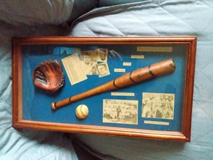 History of Basebal Vintage Display Case Glass shadow box Babe Ruth Ty Cobb - Picture 1 of 9