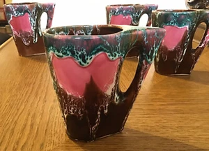 Sehr seltenes VALLAURIS ATELIER 59 4er Set Tassen 60er Jahre Atemberaubend - Bild 1 von 10