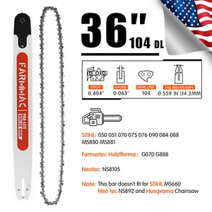 36'' Motorsäge Führungsschiene 0,404" 0,063" 104DL Kette für Stihl 070 MS880 MS090 084 - Bild 1 von 8