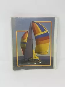 Vintage 70s 80s Mead Data Center Rainbow Sailboat Notebook Binder Trapper - Picture 1 of 19