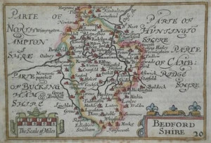 Bedfordshire Original map by Peter van den Keere c1627 - Picture 1 of 1