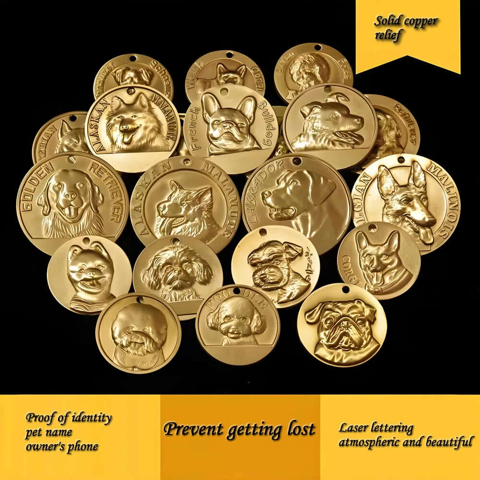 Custom Brass Dog Tag - Engraved Pet ID, Memorial Gift - Durable Personalized - Image 1 of 4