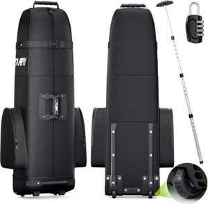 Hard Case Golf Club Travel Bag with Wheels Luggage Lock Cover Airline Waterproof - Picture 1 of 7