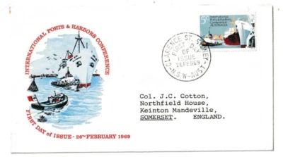 26/2/1969 Australia FDC - International Ports & Harbors Conference - Clarence St - Image 1 of 2