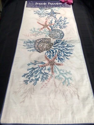 MIREILLE Corredor de Mesa de Navidad Costero Con Cuentas Conchas de Mar 14 x 72 Foto 1 de 4