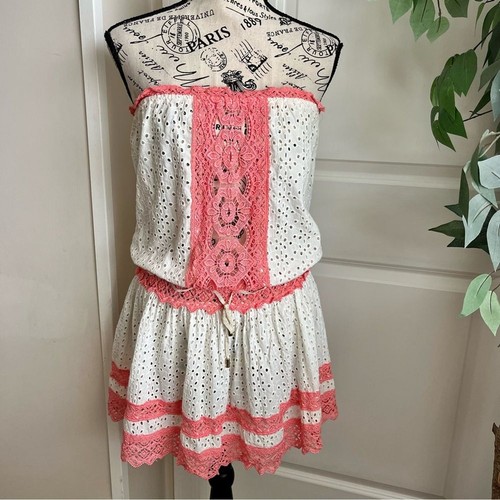 UNDERCOVER Victoria Secret Mini Abito Copricostume con Occhielli Rosa Corallo Tg S