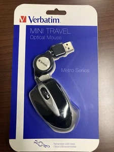 Verbatim Mini Travel USB Retractable Optical Mouse Metro Series #97256 - Picture 1 of 3
