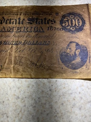 1864 $500 Confederate Note - Image 1 of 3