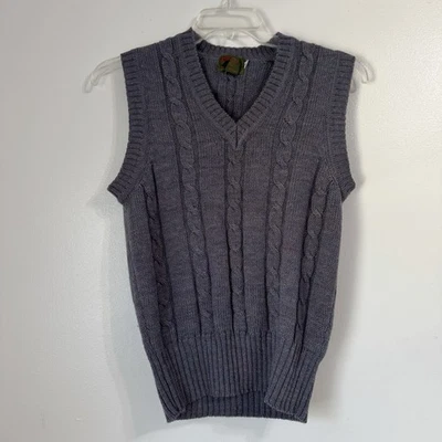Vintage Boston Trader’s Men’s Gray  Cable Knit Sweater Vest M 100% Wool - Image 1 of 4