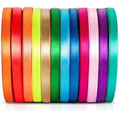 Satinband, Seidenband, Geschenkband 12 Rollen 250 Yards in bunten Farben - Bild 1 von 2