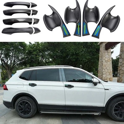 Накладка отделка из углеродного волокна боковая дверная ручка чаша для Volkswagen Tiguan 2017~2021 - Изображение 1 из 4