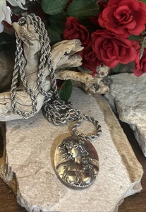 43. Henryk Winograd reines 999 Silber Repousse Frau Anhänger 925 Seil Halskette 30" - Bild 1 von 24