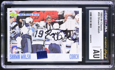 Shawn Walsh Signed 1993-94 Classic Draft Card #59 Black Bears CGC AU JSA Auto - Image 1 of 2
