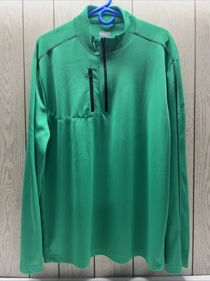 Callaway 套衫 XL Opti Dri 绿色高尔夫性能四分之一拉链弹力男式 — 第 1/4 张图片