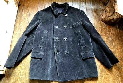 Chaqueta/abrigo antiguo francés de pana de doble botonadura de los años 40 para hombre Foto 1 de 4