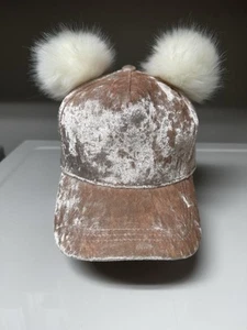 Justice Girl's Strapback Hat Pink Size OS Pom Pom Ears Cute Polyester - Picture 1 of 7