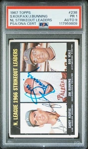 1967 Topps NL Strikeout Ldrs. #238 NL Strikeout Leaders PSA 1 Auto 9 - Picture 1 of 2