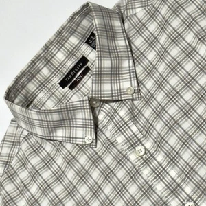 Van Heusen Flex Men's Gray Plaid Short Sleeve Shirt Size Large 16-16.5 Excellent - Picture 1 of 7