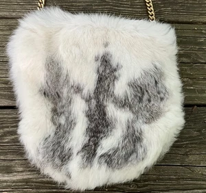 Vintage Rabbit Fur Purse With Goldtone Chain Strap Lined In Lavendar Silk - Picture 1 of 6