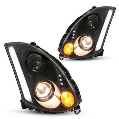 For Infiniti G35 Coupe 2003-2007 Projector Black LED Headlights LH AND RH Side - Image 1 of 4