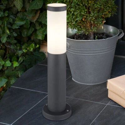 Sockel Außen Leuchte Garten Weg Beleuchtung Edelstahl Hof Steh Lampe anthrazit - Bild 1 von 4