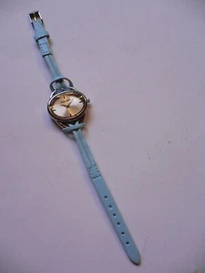 Moderne Mädchen/Damen Armband-Uhr | schmales blaues Leder-Armband - Bild 1 von 3