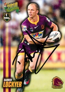 Tarjeta firmada 2010 Brisbane Broncos NRL Select Champions - Darren Lockyer - Imagen 1 de 3