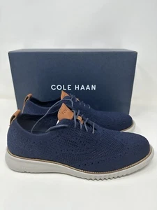 Cole Haan 2 Zerogrand Stitchlite Wingtip Oxford C27569 Marine Blue Grey Mens 9.5 - Picture 1 of 8