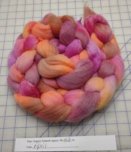 Organic Polwarth Wool Handpainted Combed Top Roving Spinning Felting April - Picture 1 of 2