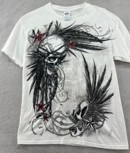 VTG Delta Pro Shirt Womens Medium Skull Feather Headress Short Sleeve Tee - Picture 1 of 7