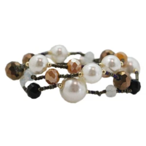 Armband 3-reihig mit Perlchen in creme/kupfer/braun - Bild 1 von 1