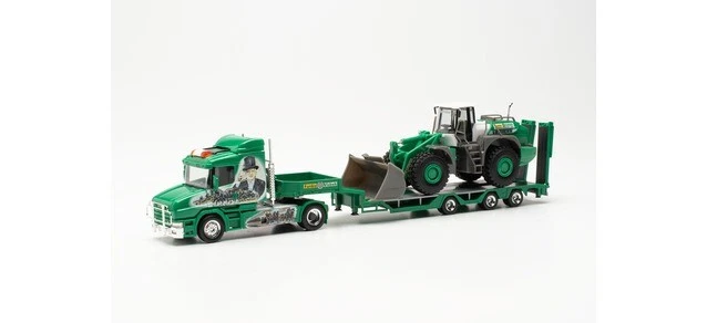 Herpa 315562 -1/87Scania Hauber Goldhofer Allrounder-Sattelzug&liebherr Loader - Image 1 of 1