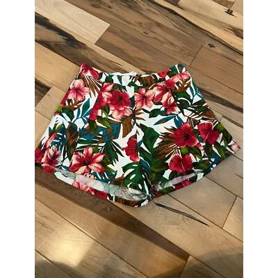 Pantalones Cortos Luberantes Multicolor Floral Lino Talla Pequeña  Foto 1 de 4