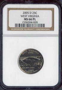 2005-D West Virginia State Quarter NGC MS66 PL Quality - Picture 1 of 2