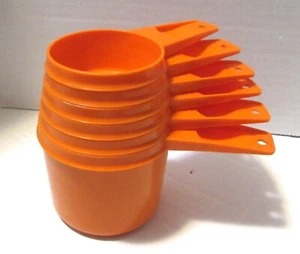 Vintage Tupperware Orange Fall Harvest Measuring Cups Complete Set of 6 - Picture 1 of 8